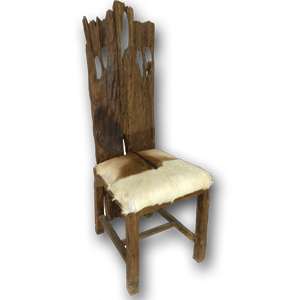 Teak Root Dining Chair with Goatskin