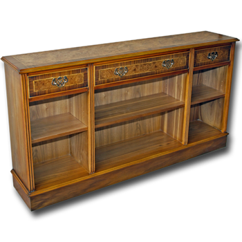 Antique Reproduction 3 Drawer Open Bookcase