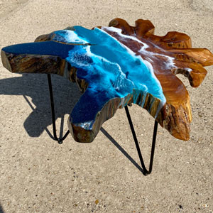 Teak & Resin Ocean Art Coffee Table 2