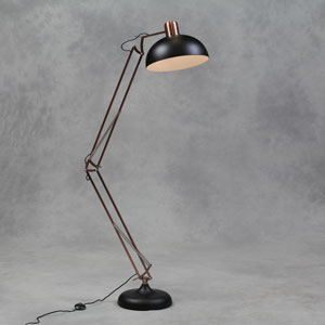 Matt Black/Vintage Copper Arms Extra Large Classic Desk Style Floor Lamp 