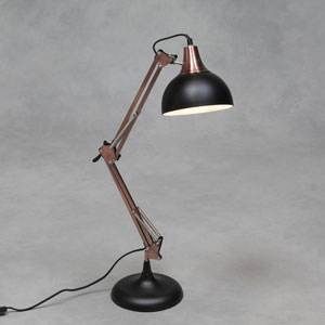 Matt Black/Vintage Copper Arms Traditional Large Desk Lamp