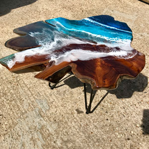 Teak & Resin Ocean Art Coffee Table 5