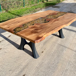 Burr Elm & Molten Gold River Dining Table