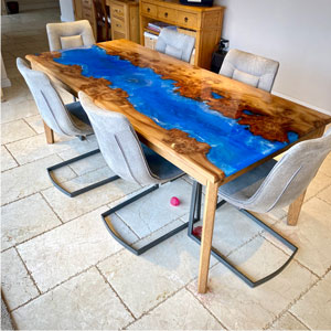 Burr Elm Whirlpool River Dining Table