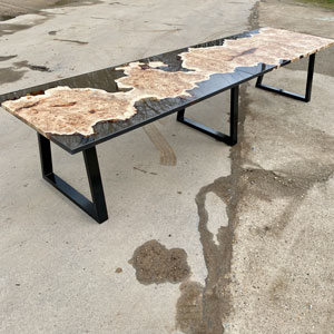 Mappa Burr & Smokey Grey Resin Table