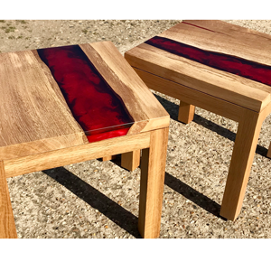 Oak Lava Resin Lamp Tables