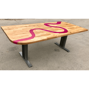 Oak & Pink Resin River Dining Table - Thames (SOLD)