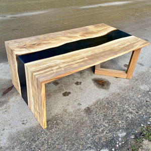 Olive & Black Resin River Coffee Table