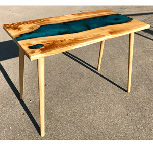 Olive Wood & Blue Resin River Desk (SOLD)