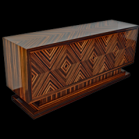 Bespoke Feathered Ebony Art Deco Sideboard