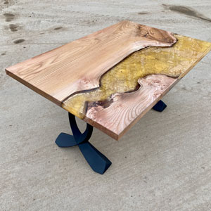 Burr Elm Coffee Table Molten Gold Art Resin 