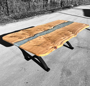 Silver Pearl & Oak River Dining Table