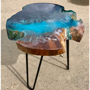 Wood & Resin Ocean Art Side Table 1