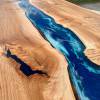 Burr Elm & Deep Sea River Dining Table 280x125cm Thumbnail