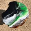 Teak & Resin Ocean Art Side Table Green 2 Thumbnail