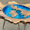 UK Teak & Ocean Resin Side Table Thumbnail