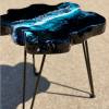Teak & Resin Dark Ocean Art Side Table 2 Thumbnail