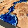 Full Burr Elm & Deep Sea Artwork Dining Table Thumbnail