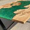 Burr Oak River Dining Table Custom Green Thumbnail
