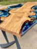 Burr Oak Islands Dining Table Deep Sea Resin  Thumbnail
