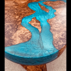 Stunning Burr Walnut & Blue Resin River Coffee Table Thumbnail