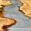 Burred Oak Dining Table & Grey Pearl Resin River Thumbnail