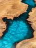 Burred Oak Dining Table & Reef Blue Resin  Thumbnail