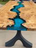 Burred Oak Dining Table & Reef Blue Resin  Thumbnail