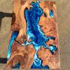 River Coffee Table in Elm Deep Sea Art Chevron Legs Thumbnail