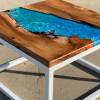 Burred Elm Resin River Coffee Table Ocean Effect Thumbnail