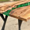 Elm & Kryptonite Green Resin River Dining Table Live Edge Thumbnail
