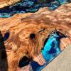 Full Burr Elm & Deep Sea Resin River Table Thumbnail