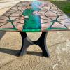 Burr Elm Geometric River Dining Table Kryptonite Green Thumbnail