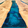 Pippy Oak & Blue Resin River Dining Table Thumbnail