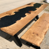 Burred Oak Epoxy River Table & Bench Set Thumbnail