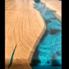 Oak & Blue Resin River Dining Table & Bench Set Thumbnail