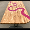Oak & Pink Resin River Dining Table - Thames (SOLD) Thumbnail