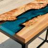 Burr Elm & Reef Blue Console Table Thumbnail