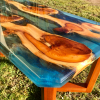 Yew & Clear Blue Resin River Coffee Table Thumbnail