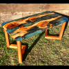 Yew & Clear Blue Resin River Coffee Table Thumbnail