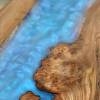 Burr Elm Console Table Ghost Blue Resin Thumbnail