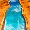 Sea Theme Yew & Resin River Dining Table Thumbnail