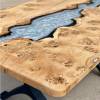 Burred Oak & Silver Pearl Resin River Dining Table Thumbnail