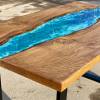 Stained Oak & Ocean Art River Dining Table Thumbnail