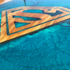 Olive Wood & Resin River Dining Table - Superman! Thumbnail