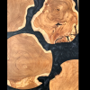 Teak Discs & Dark Grey Resin Coffee Table (90x60) Thumbnail