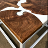 Teak Discs & White Resin Coffee Table (60x60) Thumbnail