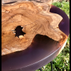 Teak Circular Resin River Side Table Purple 1 Thumbnail