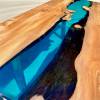 Burr Elm Transparent Blue River Dining Table Thumbnail