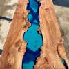 Burr Elm Transparent Blue River Dining Table Thumbnail